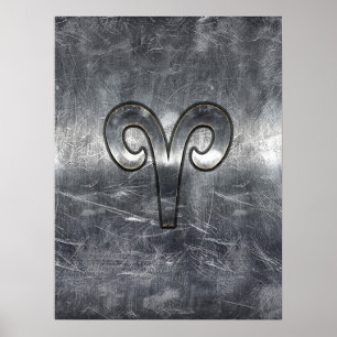 Pôster Estilo afligido do sinal do zodíaco do Aries