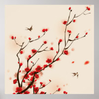 Estilo asiático Pintando Flor de ameixa na Primave