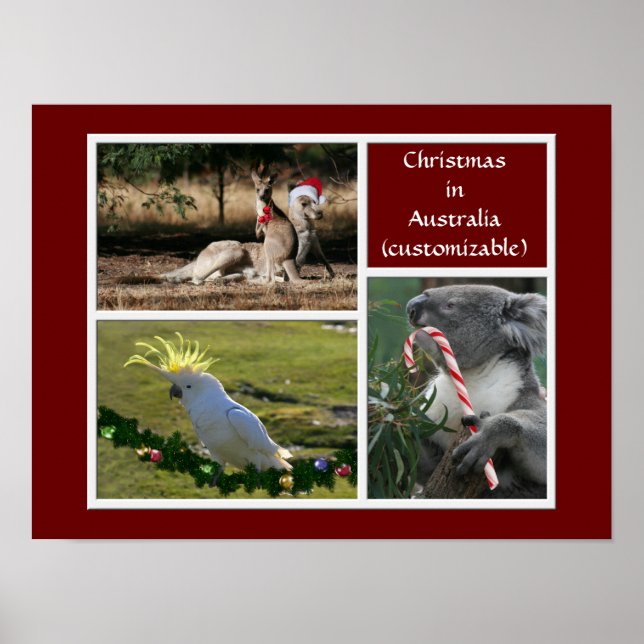 Pôster Estilo australiano dos animais do Natal - (Frente)