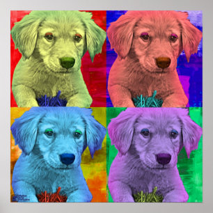 Pôster Estilo bonito do pop art do filhote de cachorro