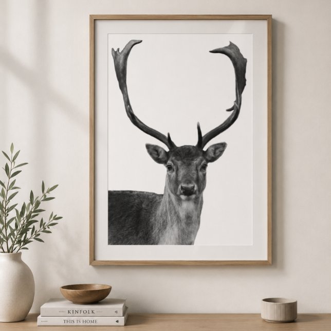 Poster estilo cabine veado cervo preto branco (Criador carregado)
