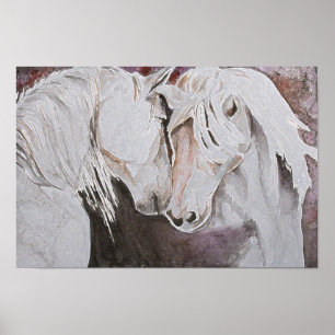 Poster Estilo da aguarela do cartaz dos cavalos, pêssego