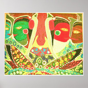 Poster Estilo da caverna - pintura tribal do amor