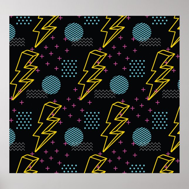 Poster Estilo da década de 90: padrão abstrato colorido (Frente)