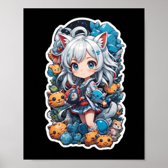 Poster Estilo de Anime Bonito (Frente)