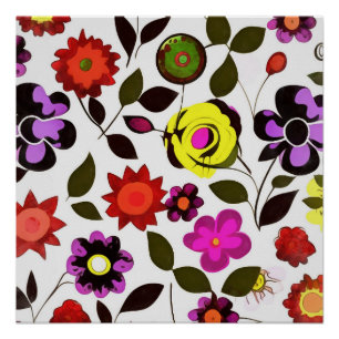 Pôster Estilo de Anos setenta das Flores Funky Spring