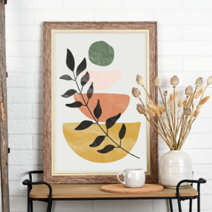 Poster Estilo de Arte Boho Moderno Folhas
