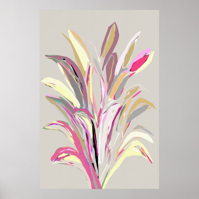 Poster Estilo de Arte de Vetor Vegetal Tropical abstrato (Frente)