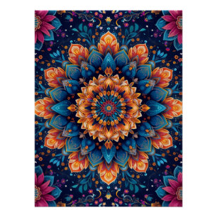 Pôster Estilo de Arte Digital Flor de Mandala-23907