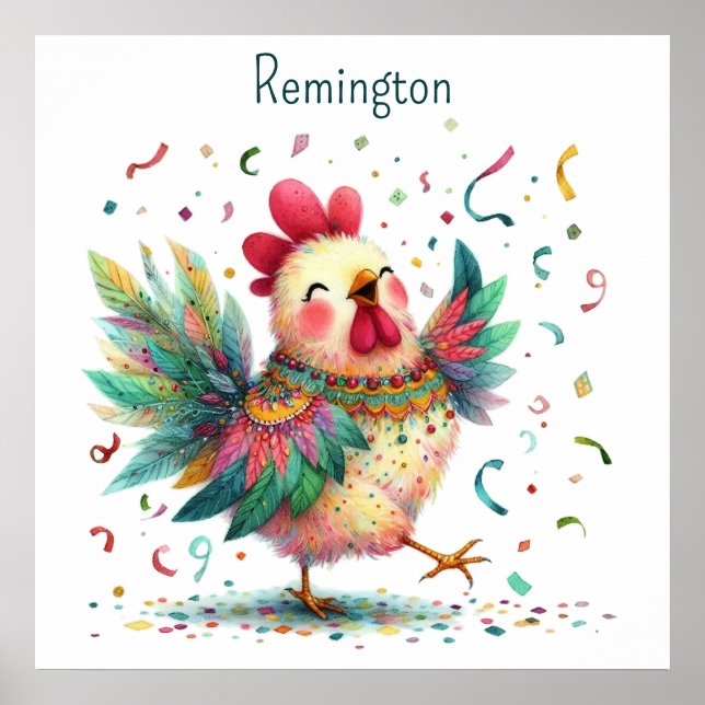 Poster Estilo de Arte Folclórica AI Nursery Chicken ou Ro (Frente)