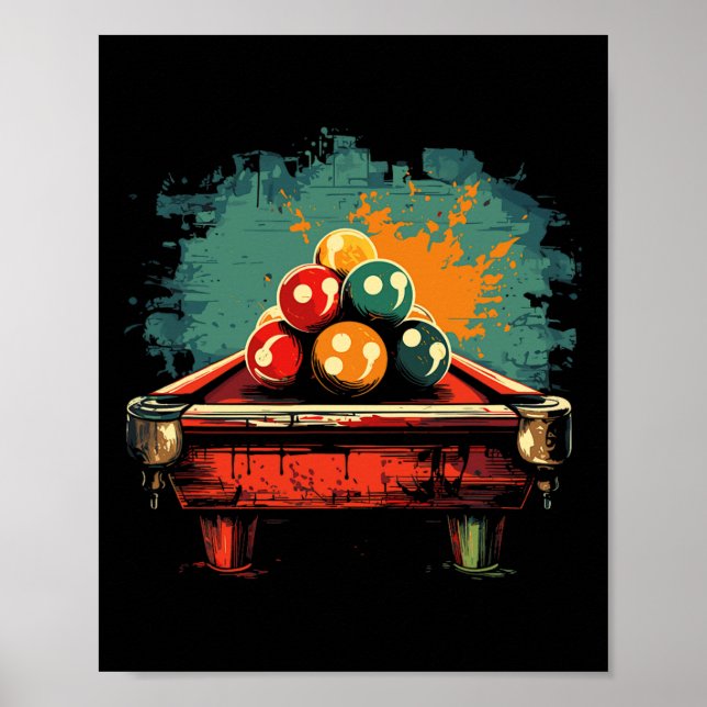 Poster Estilo de banda desenhada Billiard no interior dos (Frente)