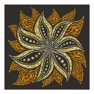 Pôster Estilo de Batik Floral Abstrato africano