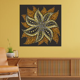 Poster Estilo de Batik Floral Abstrato africano