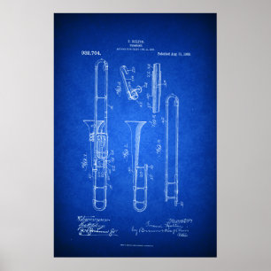 Pôster Estilo de Blueprint da Patente de Trombone Hi res