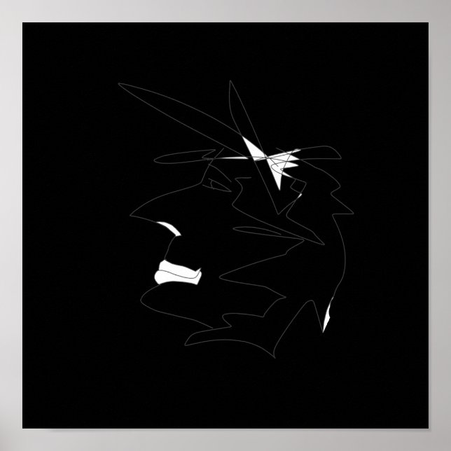 Poster Estilo de Cabeça de Desenho Estranho Face Selvagem (Frente)