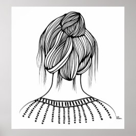 Pôster Estilo de Cabelo de Menina Bonita