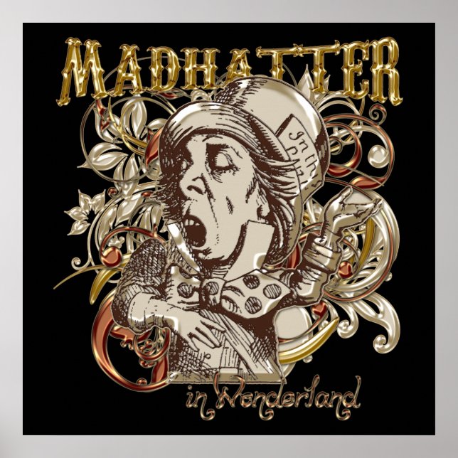 Poster Estilo de Carnaval de Chapéu Louco (Versão Dourada (Frente)