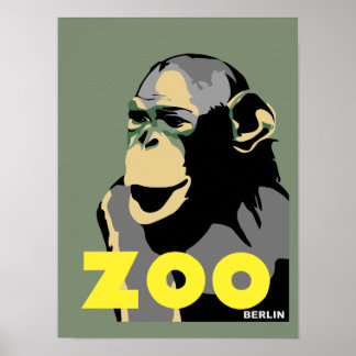 Pôster Estilo de colheita retrô do macaco do Jardim Zooló