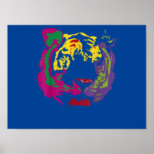 Poster Estilo de Cores Rasta Bonito de Rosto Tigre
