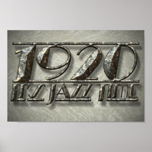 Pôster Estilo de Dança Música Jazz Tempo 1920 Vintage Bil