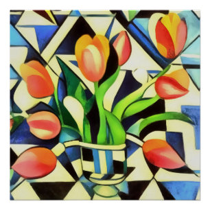 Pôster Estilo de Deco de Arte Artística Tulipas