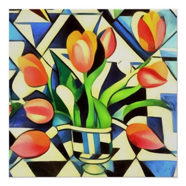 Pôster Estilo de Deco de Arte Artística Tulipas (Frente)