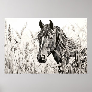 Poster Estilo de Desenho de Prairie, Natureza Pacífica do