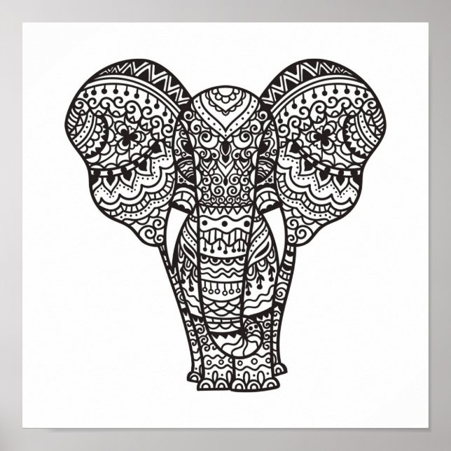 Poster Estilo de Elefante Decorativo 2 (Frente)