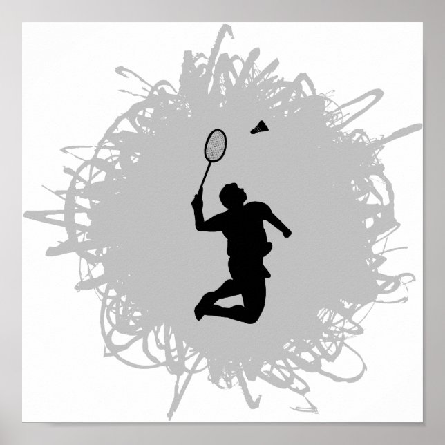 Poster Estilo de Escribble de Badminton (Frente)