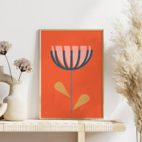 Estilo de Folha Escandinavo Flor Simples em Laranj