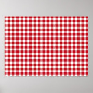 Pôster Estilo de Gingham Vermelho e Branco