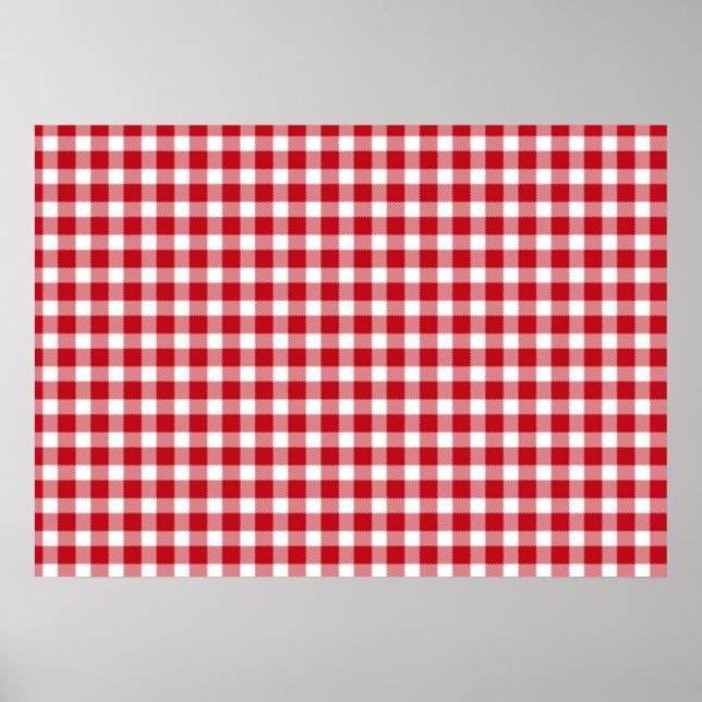 Pôster Estilo de Gingham Vermelho e Branco (Frente)
