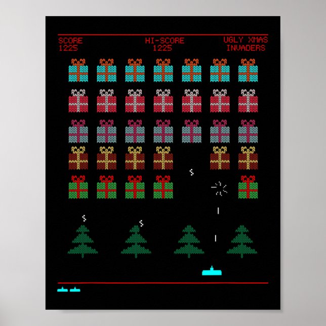 Poster Estilo de Natal - Jogo de Vídeo Retroativo (Frente)