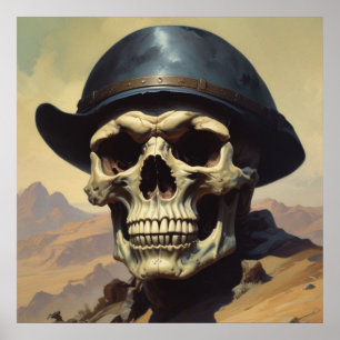 Poster Estilo de pintura a óleo de crânio Ilustração