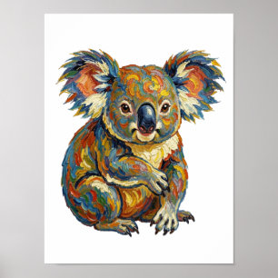 Poster Estilo de pintura a óleo vibrante Koala Impasto co