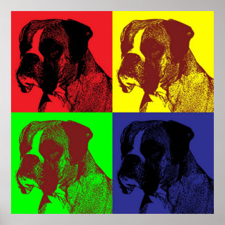 Poster Estilo de Pop de Arte do Cachorro Boxer