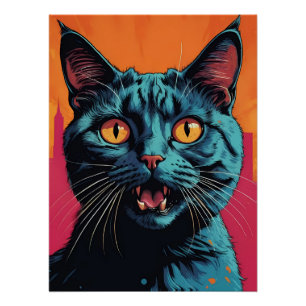 Pôster Estilo de Pop de Retrato de Cat
