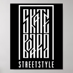 Poster Estilo de Rua de Skate - Skatista e Skate