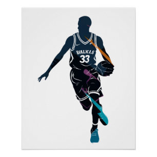 Pôster Estilo de Silhueta Desafio do Esporte de Basquete