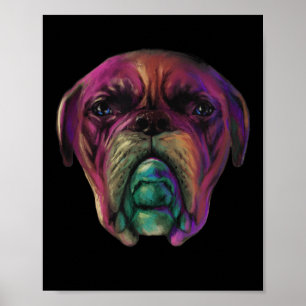 Poster Estilo de Tatuagem Colorida de Cachorros Mastiff