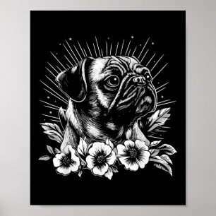 Poster Estilo de Tatuagem do Pó do Cachorro Retro