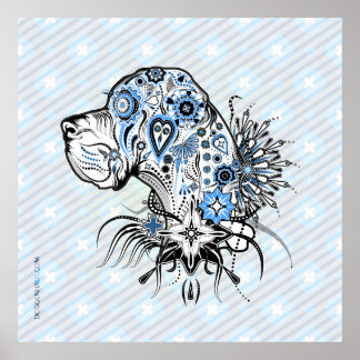 Poster Estilo de tatuagem Dogue Alemão