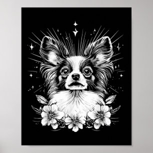 Poster Estilo de Tatuagem Lover Papillon Retrocesso Cão _