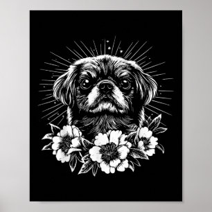 Poster Estilo de Tatuagem Lover Pekingese - Cão Retro