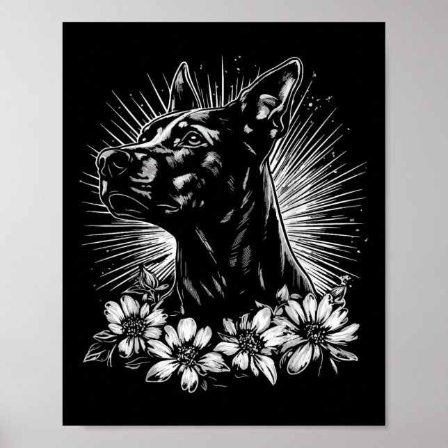 Poster Estilo de Tatuagem por Sobrecarga do Cachorro Dobe (Frente)
