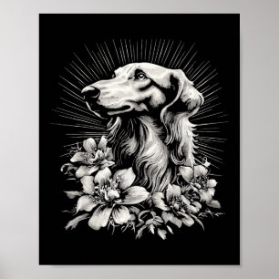 Poster Estilo de Tatuagem Retroativa Cão Borzoi