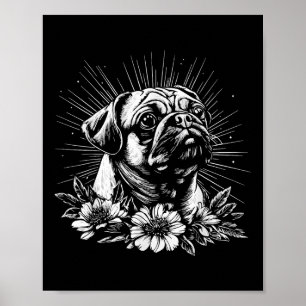 Poster Estilo de Tatuagem Retroativa Pug Lover Cão