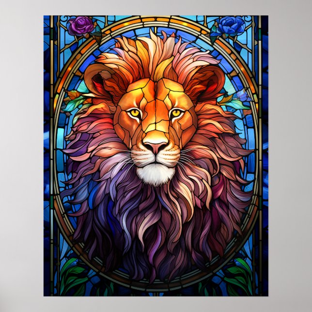 Poster Estilo de Tiffany, Lion Majestésico (Frente)