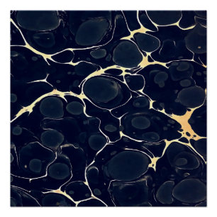 Pôster Estilo de Tinta Álcool abstrato em Azul Escuro II