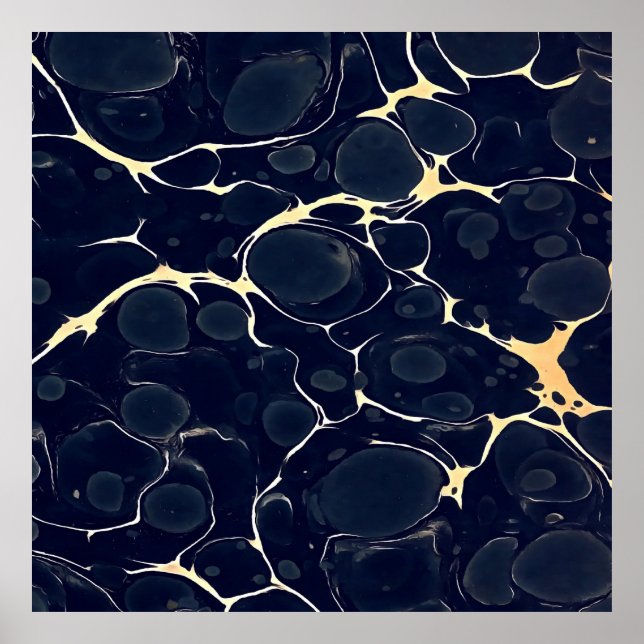 Poster Estilo de Tinta Álcool abstrato em Azul Escuro II (Frente)